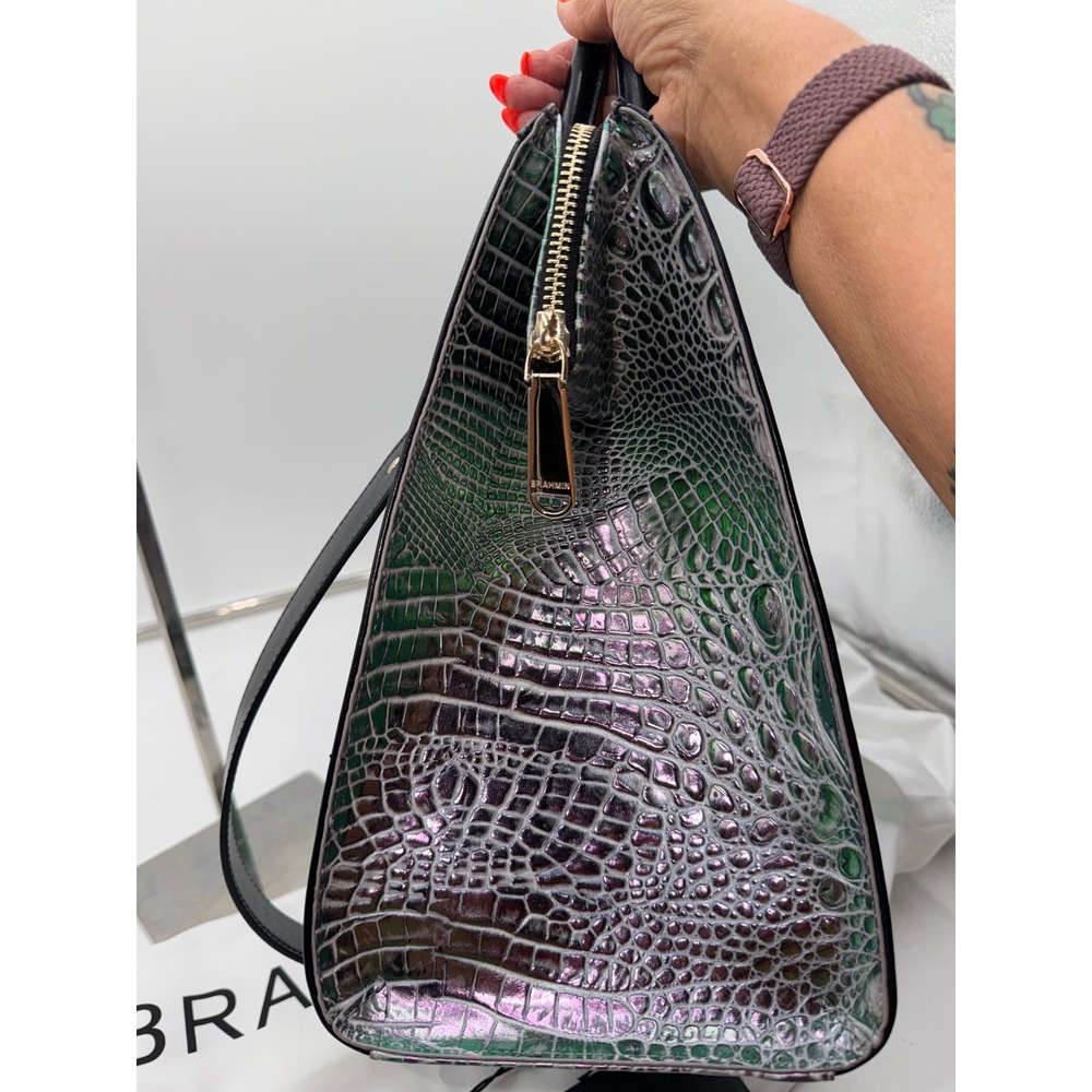Brahmin Caroline Satchel Dusk Gleaming Iridescent Croc Embossed Leather Bag S51 - Picture 6 of 16
